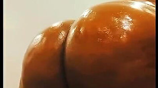Big Black Ass Oiled Mild Fingers Pussy and Squirts