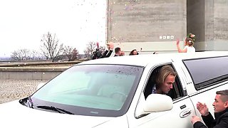 VIP4K. Bride in stocking banged on the way to wedding