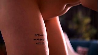 Glamour babe with big boobs masturbates in lingerie