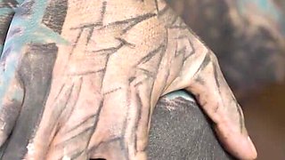 Tattooed Woman Testing Fuck Machine with Her Anal
