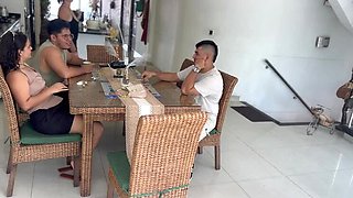 My Boyfriend's Best Friend Fucks Me Hard in Kitchen While His Wife Watches - MaRaSexx Amateur Latina MILF