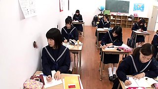 Horny Japanese schoolgirls sucking and fucking mystery cocks