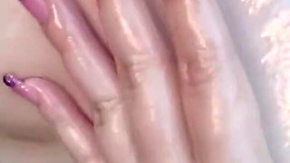 Slick Outdoor Tease with a Pink Tipped F Cup Beauty Soaked in Oil Part 1