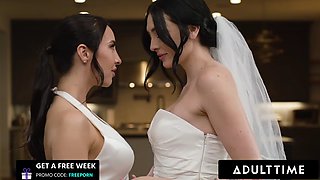 ADULT TIME - Romantic and sensual first fuck for lesbian newlyweds Charlotte Sins and Melissa Stratton!