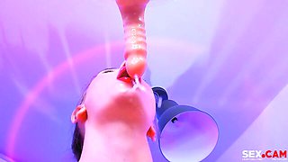 Gorgeous solo blowjob session with a cock-swallowing angel