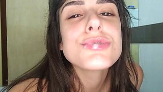 Julia Goddess Amazing Cumshot Compilation - Big Natural Tits Teen Swallows Huge Load