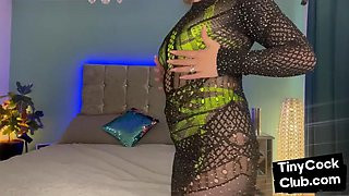 Dirty talking babe humiliating tiny cock