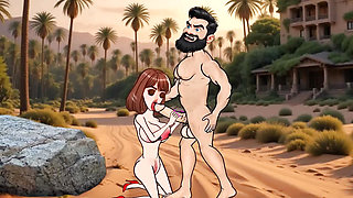 Aunty with pink boobs in the desert fucked with big cock