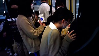 Japanese schoolgirl upskirt in public