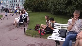 Anal creampie after sex in fresh air