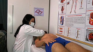Nurse gets excited when she sees her patient's erection
