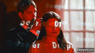 Deeper. Brunette Adria DPed In Threesome: Blowjob, Anal  Facial Porn