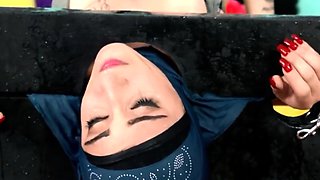 Extreme face fuck of sweet hijab teen