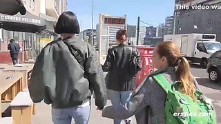 Three Hot Models Walk Around Berlin Before Having Lesbian