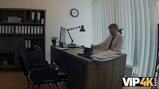 Vip4k. petite and hot labia conquered the bank boss