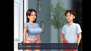 My stepmom is masturbating and my stepsister and I are watching.