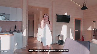 Hot Stranger Knocks - She Lets Him In to Warm Up!