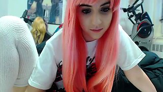 Redhead Teen In Stockings Webcam Toying