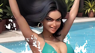 Indian desi aunty Jaya Anjali at pool part one (Ai model)