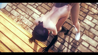 Ladybug Hentai - Handjob and Fucked with Creampie by Cat Noir in a Park - Japanese Asian Manga Anime Game Porn