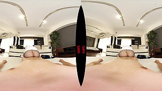 Amoral asian teen in pantyhose VR sex video