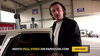 Tattooed German MILF presents car fuck with facial ending on the casting