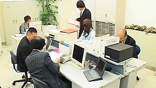 Busty Japanese girl getting screwed in the office toilet
