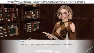 Emma gets down in the library - nerds are surprisingly exceptional in bed