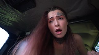 Easygoing slut Tabitha Poison masturbates and fucks in the taxi