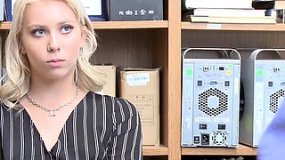 Deep throat the the store office by a horny petite teen.