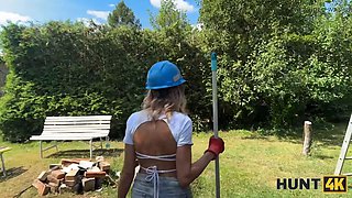 Hunt4k. luxurious handywoman fanta sie was tempted by a rich hunter and screwed in his backyard