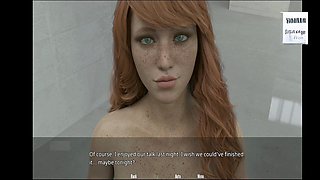 Busty babe in a visual novel game with an erotic storyline