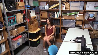 Shoplyfter Jade Amber get cute like a cherry on top while getting her vagina nail up!