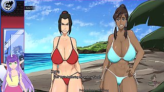 Stunning Korra and Azula from Avatar with huge boobs on Ember Island