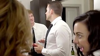 Slutty coeds Ms Faris and Whitney Wright tease and flirt their way to a Mormon threeway that fucks the evil out of them