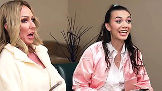 Mature teacher and slutty coed on cock