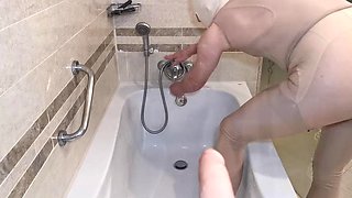 Sequel to Sissy Slut Middle East Hotel Adventure - Ejaculation in a Tight Condom on the Hotel Balcony - Full Version