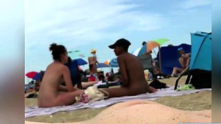 Morning beach nudity caught on by beach hidden cam