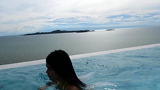 Thai GF swimming and fucking in AirBnb