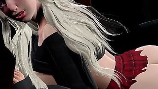 Pussylicking for Hot Blonde in Mini Skirt - She Orgasm so Hard! 3D Animation