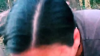 Amateur brunette sucks big cock for camera