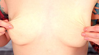 Spread pussy vulva in close up in intense fingering session