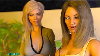 Threesome 3D animation with Misskitty2k in an aquarium setting