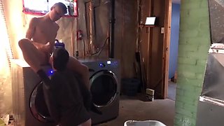 : Little Stepbrother Helping With The Laundry
