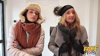 Fake hostel - french females plead him before they get nailed hard