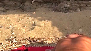 Perverted Stranger Caught Jerking off on the Beach, Fucked. 2x Pussy Creampie