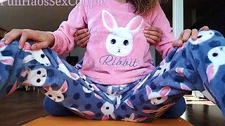 Stepdad Teases Wet Pussy & Small Tits Stepdaughter in Pajamas