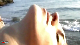 Jessica: Small Blonde Geting Naked at the Beach
