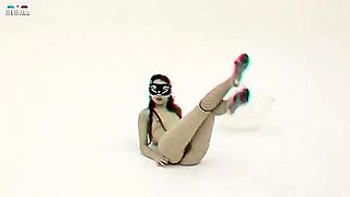 Flexible girl posing in a studio 3D porn backstage