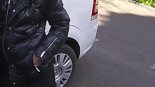 The Teacher Swallows Cock on a Public Street (dick Flash Extreme Public Action!) - Misscreamy